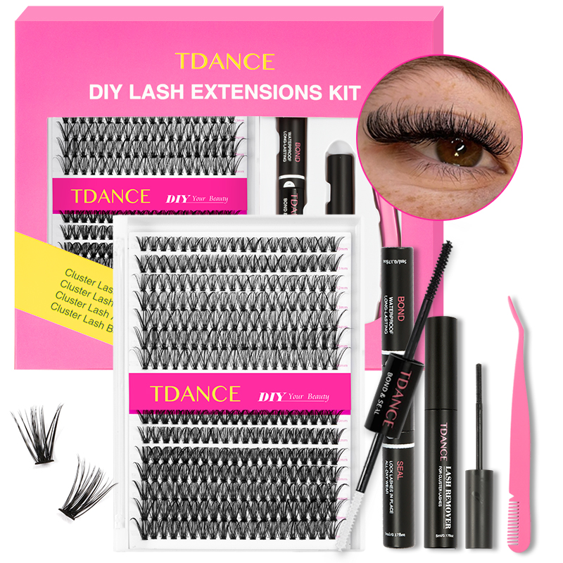 Eyelash Extension Remover At Home - TDANCE 280PCS DIY Mix Clusters Kit