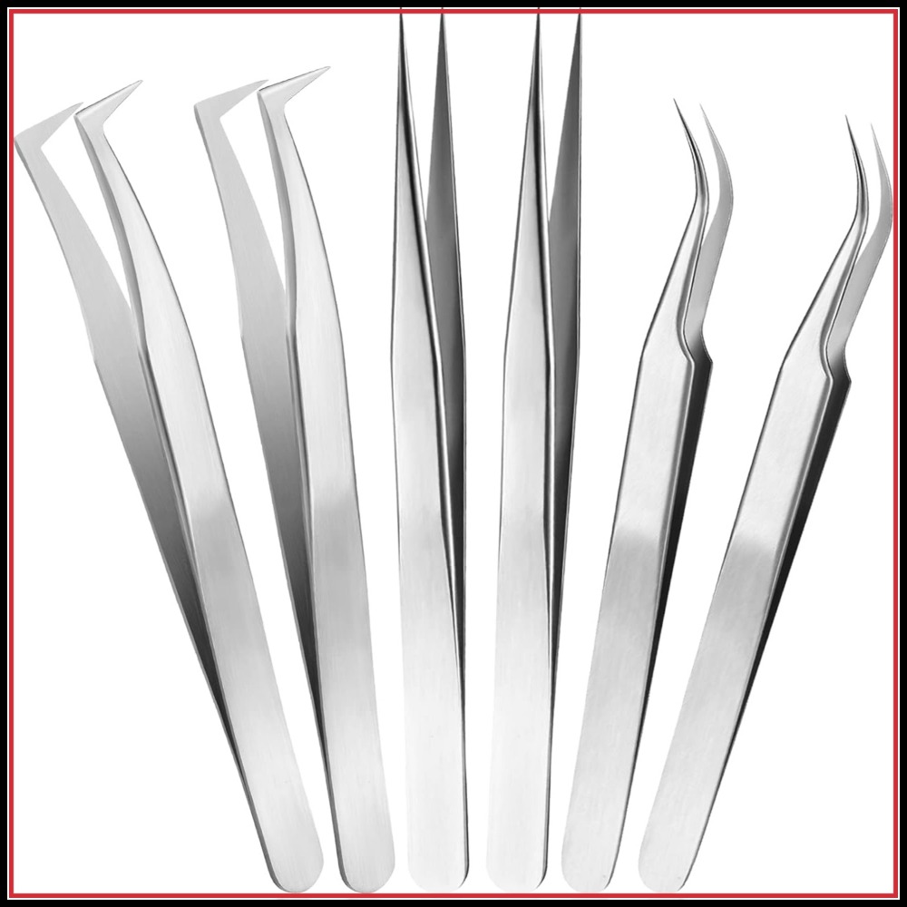Isolation Tweezer Curved - 6 Pcs Tweezers for Eyelash Extensions,
