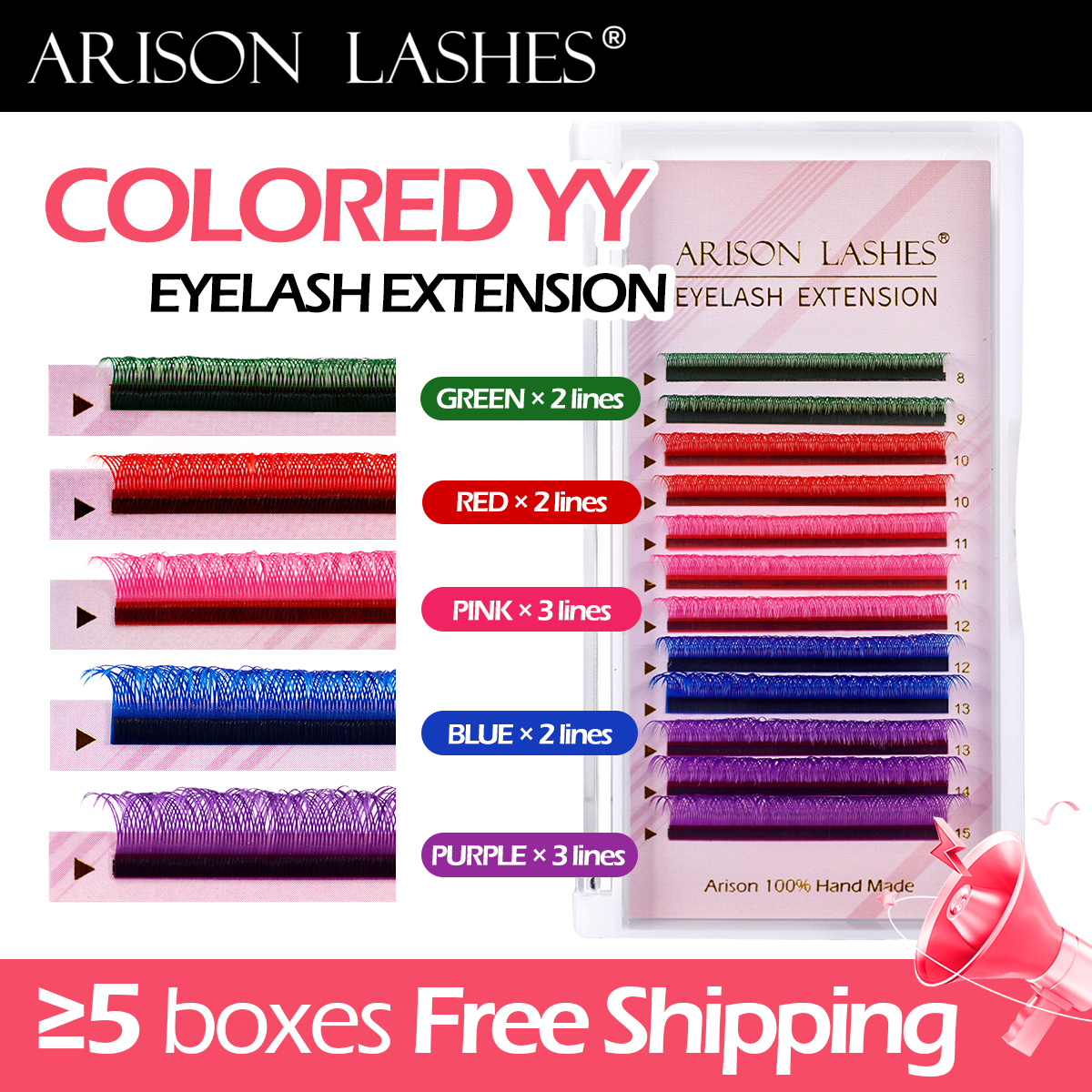 Lash Tile Palette - ARISON Mixed Color YY Lashes Premade