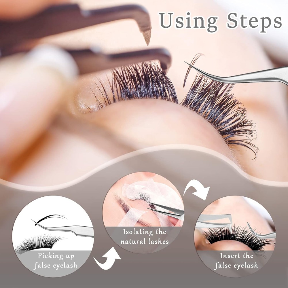 6 Pcs Tweezers for Eyelash Ext - Isolation Tweezer Curved 리뷰 및 가격