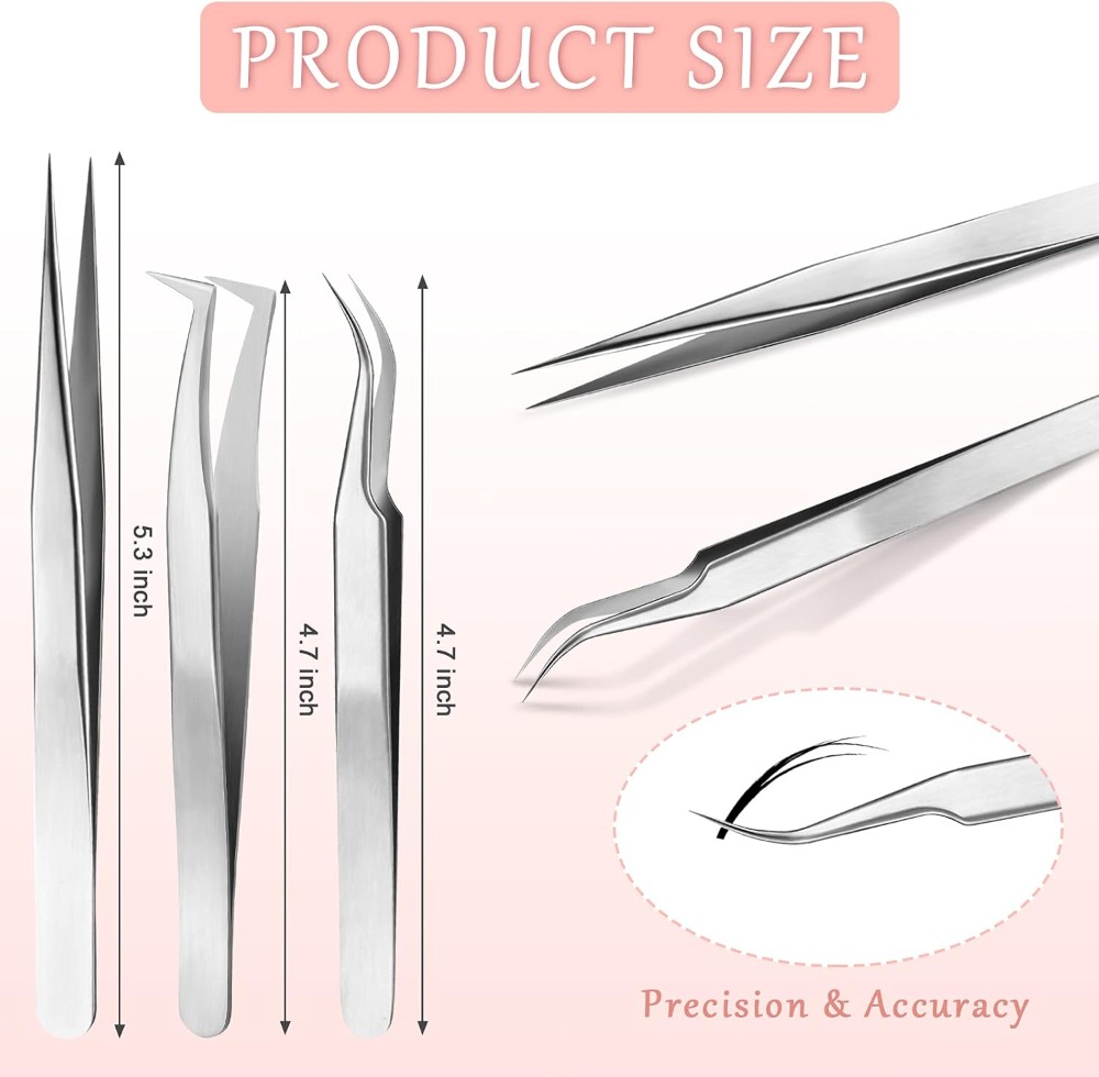 6 Pcs Tweezers for Eyelash Ext - Isolation Tweezer Curved 리뷰 및 가격