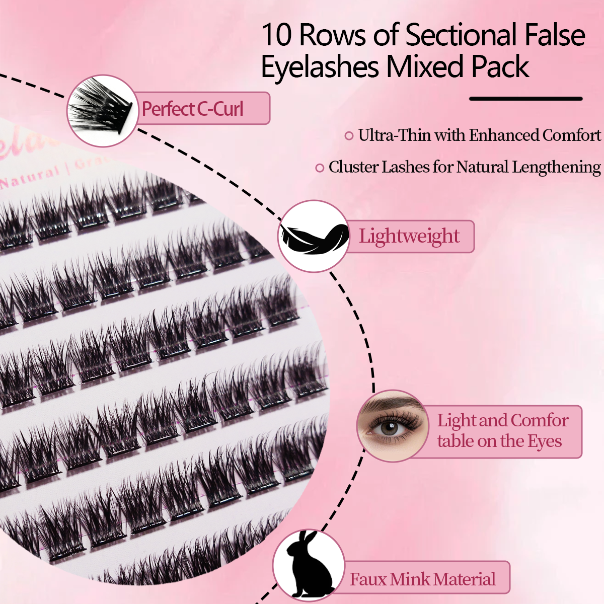 10 rows of No Glue Needed Lash - Eyelash Extension No 9 리뷰 및 가격