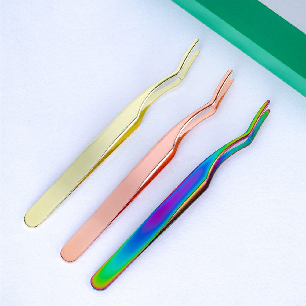 2Pcs Premium Metal Eyelashes T - Isolation Tweezer Curved 리뷰 및 가격